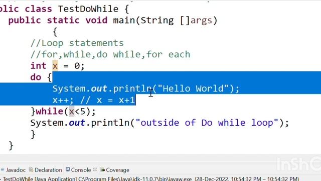 Do while loop in Java - Output prints atleast one time | Java Basics 47 смотреть онлайн