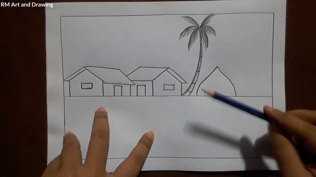 village scenery drawing easy with pencil | how to draw village | natural scenery art tutorial смотреть онлайн