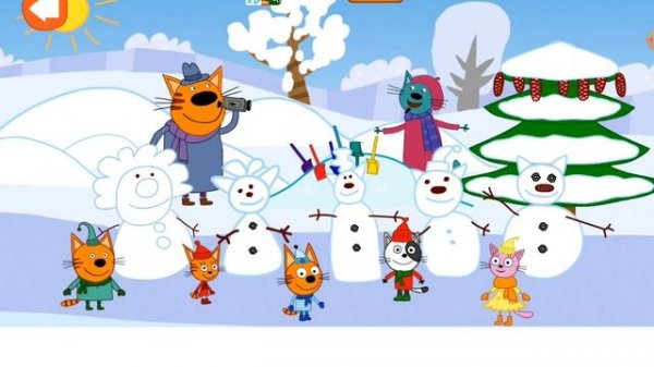 Three cats fun adventure game for kids..winter fun..home adventure and coast journey..