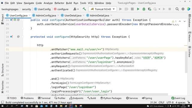 Две страницы входа с Spring Security - Two Login Pages with Spring Security смотреть онлайн