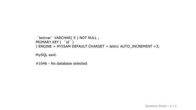MySQL : phpMyadmin database import error #1046 - No database selected смотреть онлайн