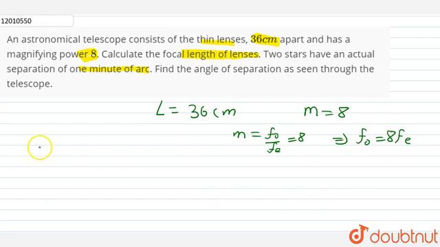 An astronomical telescope consists of the thin lenses, `36 cm` apart and has a magnifying смотреть онлайн