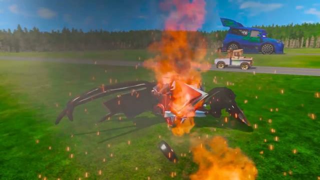 Giant Acid, Ghost, Pumpkin, Pits Vs Huge & Tiny Lightning McQueen From PIXAR CARS! BeamNG Drive смотреть онлайн