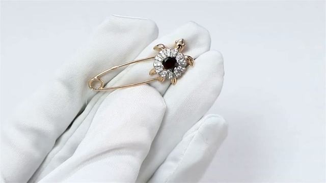 Булавка из золочёного серебра AQUAMARINE с фианитом и гранатом А7272003А-п смотреть онлайн