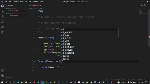 25-foreach statement in PHP смотреть онлайн