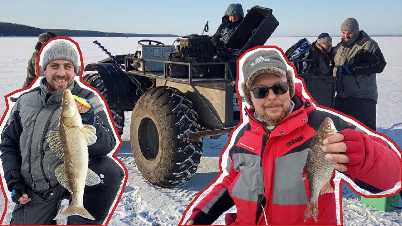 По Унже на вездеходе. Двухдневная зимняя рыбалка на устьевом участке. Нашли судака... смотреть онлайн