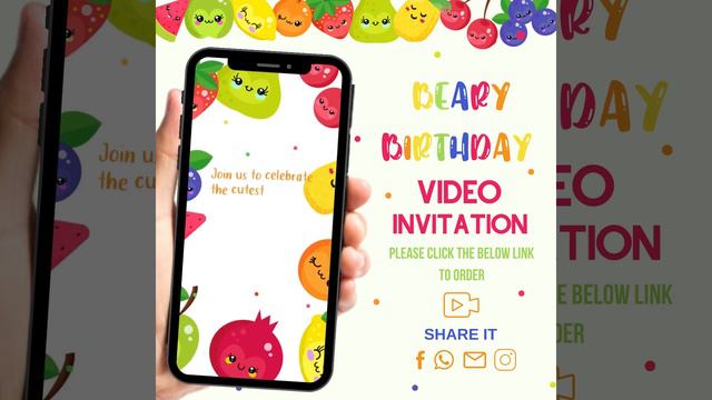 Beary First Birthday Dancing Fruit invitation смотреть онлайн