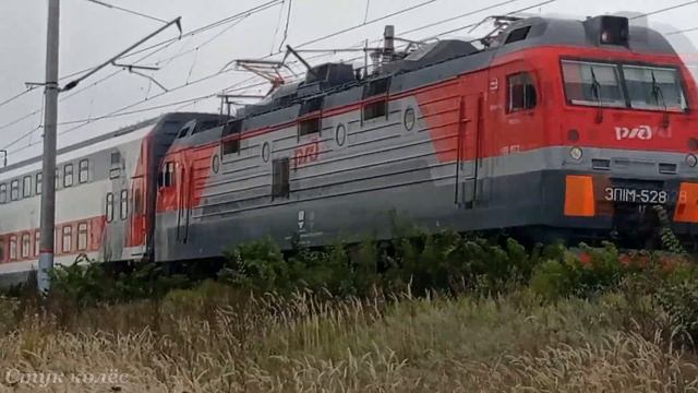 ЭЛЕКТРОВОЗ ЭП1М-528 с поездом "СЕВЕРНАЯ ПАЛЬМИРА" в ВОРОНЕЖЕ на перегоне ПРИДАЧА - МАСЛОВКА / ЮВЖД смотреть онлайн
