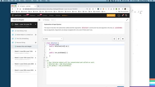 Random Pick with Weight Leetcode Java solution смотреть онлайн