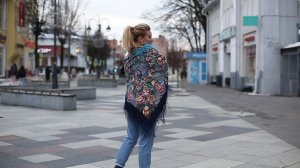 Платок шерстяной с шёлковой бахромой "Песня сказочного леса", вид 65