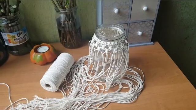 Ваза из банки, макраме. смотреть онлайн