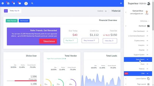 CRM Dashboard Admin Template Bootstrap with RTL Light Theme смотреть онлайн