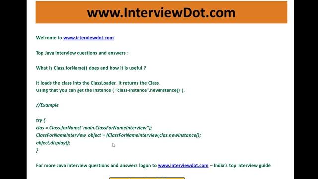 java interview questions and answer what is class forname interview смотреть онлайн