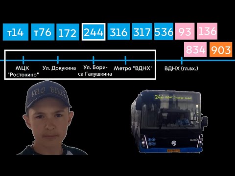 244 автобус 18 июля 2022 (МЦК Ростокино - Метро ВДНХ) смотреть онлайн