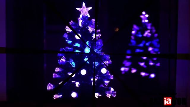 Синяя заснеженная елка со светодиодными иголками и звездой LED в ИМ baziator.ru смотреть онлайн
