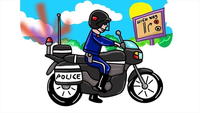 How to Draw a Police Motorcycle for Kids, Bike Coloring Pages, How to Draw for Kids смотреть онлайн