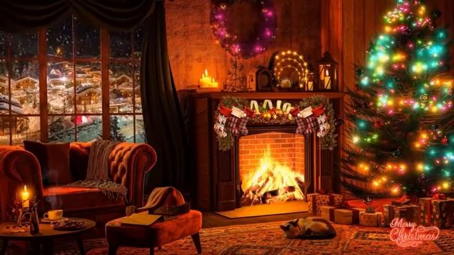 Christmas Jazz Instrumental Music With Crackling Fireplace ? Cozy Christmas Ambience For Good Day ?