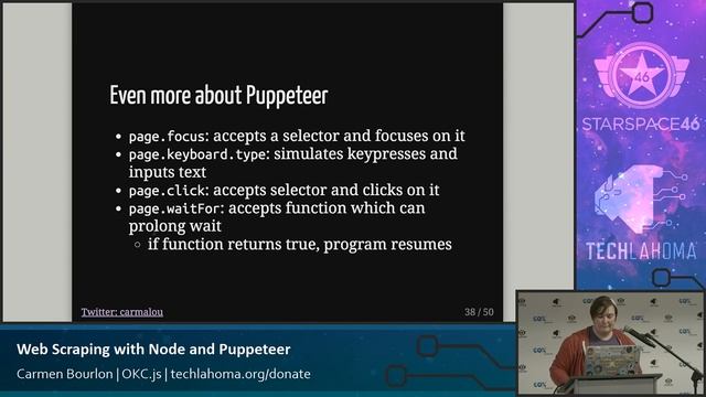 Web Scraping with Node and Puppeteer - Carmen Bourlon: OKC.js смотреть онлайн