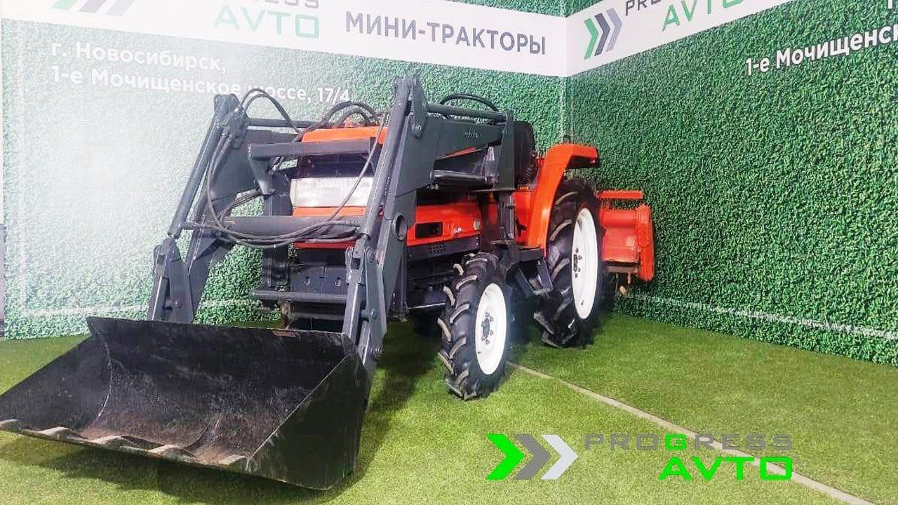 Японский минитрактор KUBOTA GL23 с погрузчиком в Новосибирске PROGRESS AVTO / трактор с куном смотреть онлайн