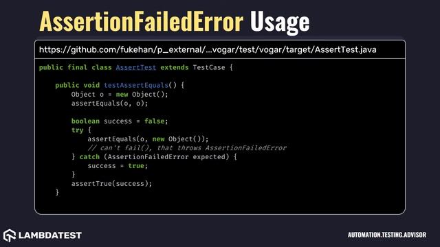 junit framework AssertionFailedError with examples смотреть онлайн