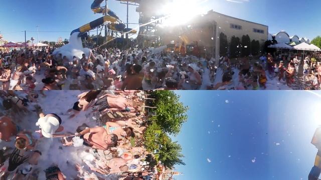 Пенная вечеринка в аквапарке «Золотой пляж» снятая на камеру 360 градусов.