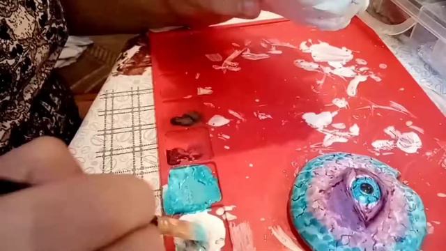 Роспись шкатулки-осьминога акриловыми красками. смотреть онлайн