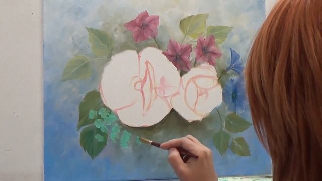 Рисуем маки поэтапно. Цветы маслом. смотреть онлайн