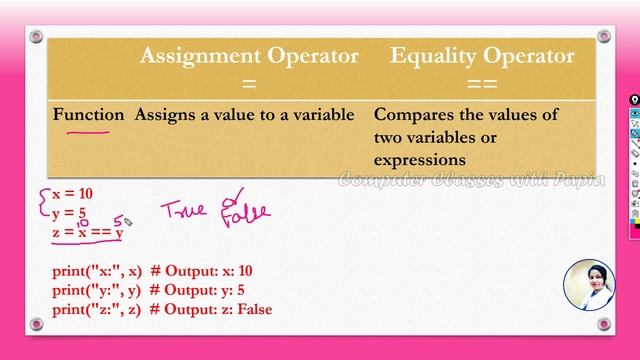 Assignment operator in Python | Equality operator in Python | #computerclasseswithpapia смотреть онлайн