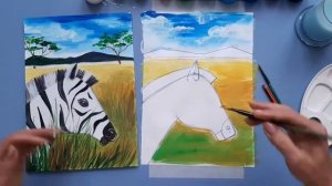 Видеоурок по Изо для детей начальной школы.  Пейзаж гуашью:" В саванне."