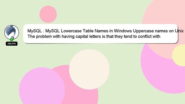 MySQL : MySQL Lowercase Table Names in Windows Uppercase names on Unix смотреть онлайн