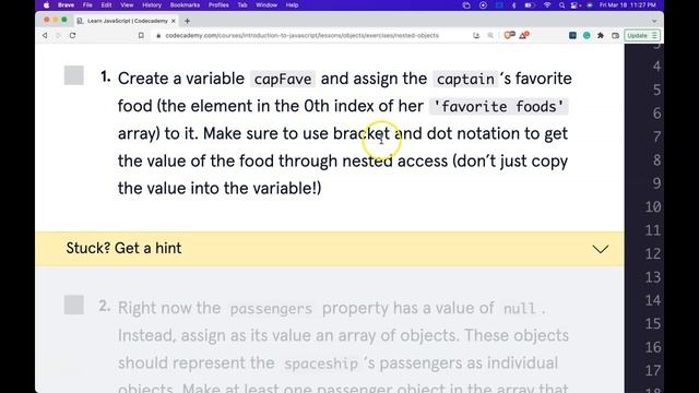 Accessing Nested Objects with JavaScript, Codecademy's Learn JavaScript, Array with Multiple Object смотреть онлайн
