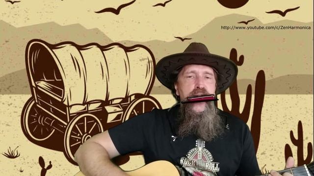 Кантри для начинающих "Долина Красной реки \ Red River Valley" без бендов, губная гармошка С + табы смотреть онлайн