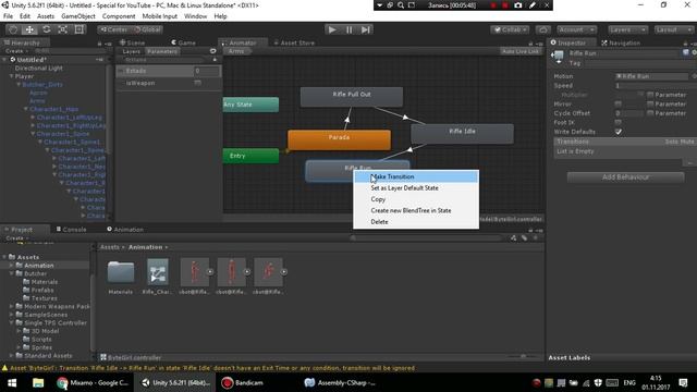 Создание TPS на Unity3D [Анимации рук и оружия] #2 смотреть онлайн