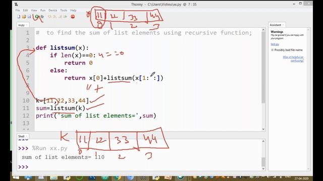 Program to find the Sum of List Elements using Recursive Function | Python Programs смотреть онлайн