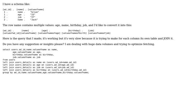 Databases: How to optimize a fetch into a crosstab? смотреть онлайн