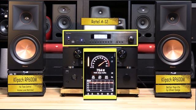 Klipsch RP600M vs Wharfedale D320 with Rotel A12 integrated amplifier sound comparison смотреть онлайн