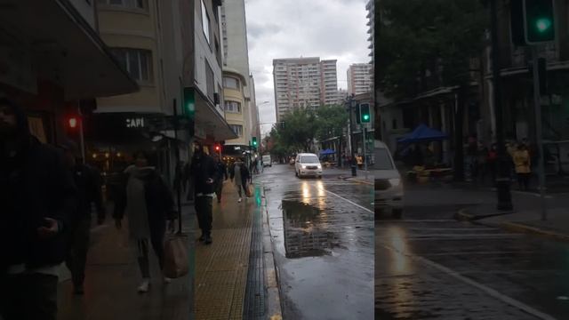 Прогулка по дождливому городу Сантьяго Чили. смотреть онлайн