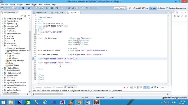hidden field demo step by step using eclipse # Servlets : Hidden Form Field # servlet tutorial смотреть онлайн