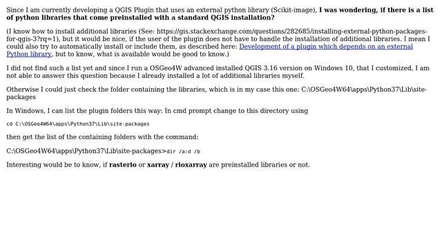 GIS: Which Python libraries come preinstalled with a fresh standard QGIS 3 installation? смотреть онлайн