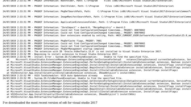 Cannot install odt for visual studio 2017. Installation error смотреть онлайн