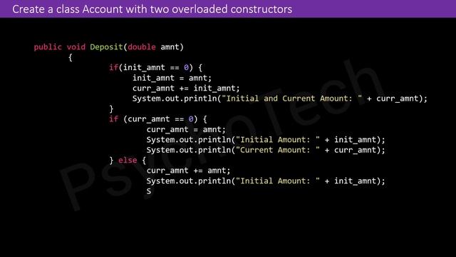 Create a class Account with two overloaded constructors | Constructor Overloading | Java Program La смотреть онлайн