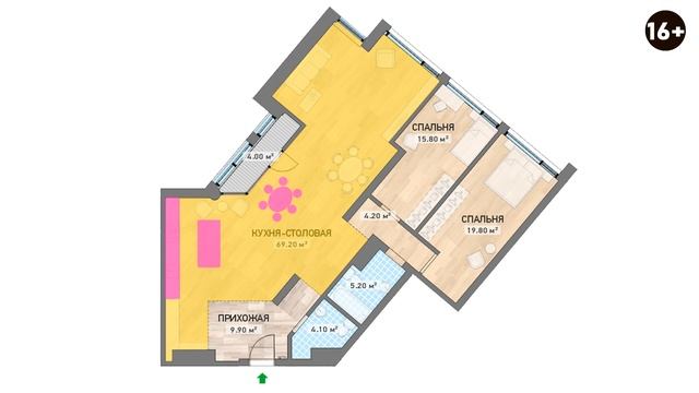 Нестандартная планировка: обзор двухкомнатной квартиры 132 кв.м в Гаринский Residence. смотреть онлайн