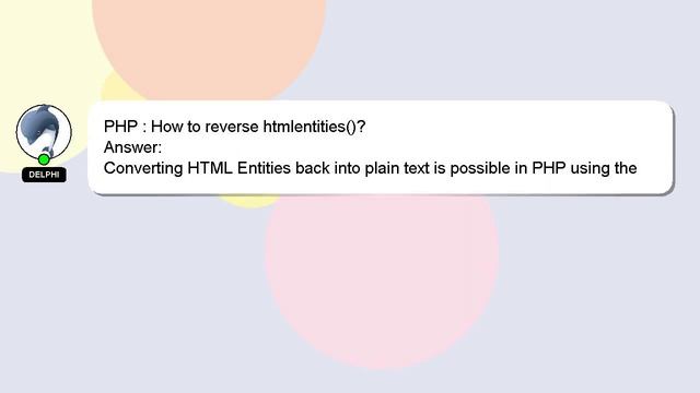 PHP : How to reverse htmlentities()? смотреть онлайн
