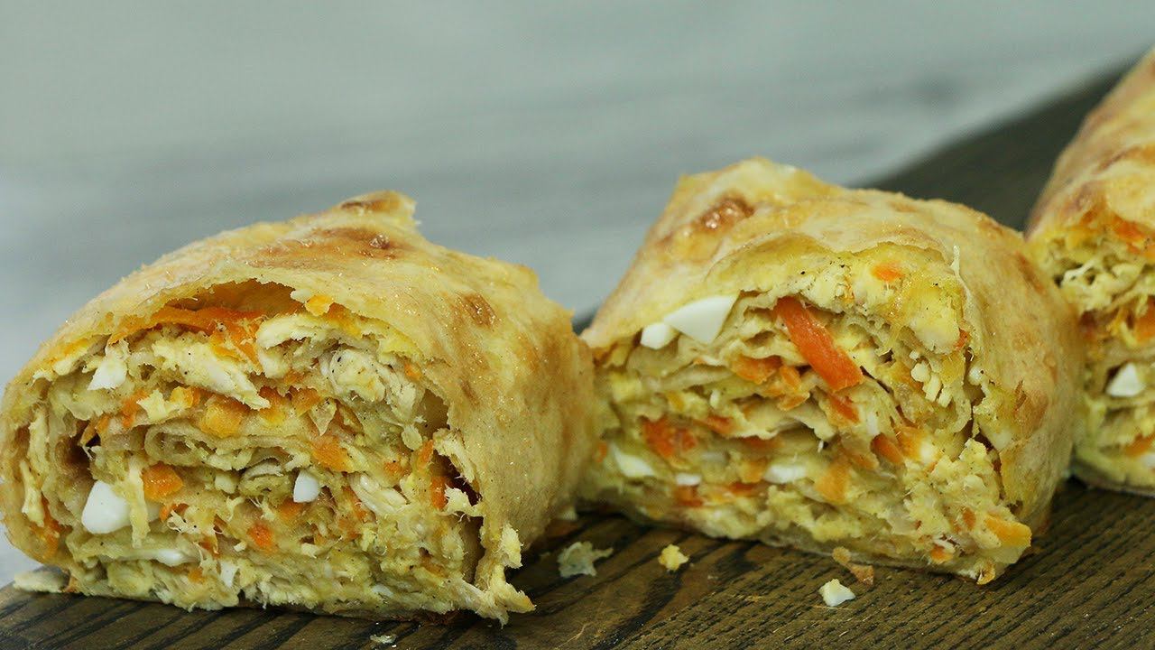 Рулет из лаваша с курицей. Сытная начинка для лаваша смотреть онлайн