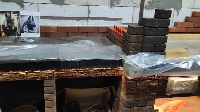 Барбекю из кирпича Донские зори: мойка, разделочная поверхность, мангал, печь для казана. смотреть онлайн