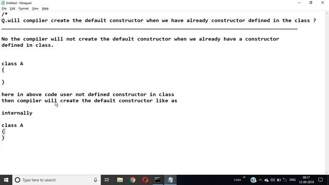 will compiler create the default constructor when we have already constructor defined смотреть онлайн