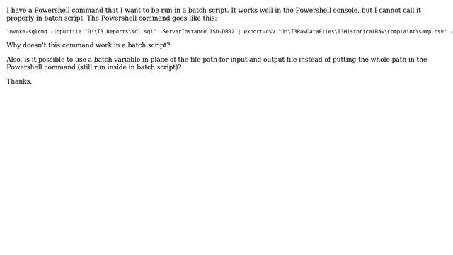 How to use Powershell command invoke-sqlcmd in batch script? смотреть онлайн