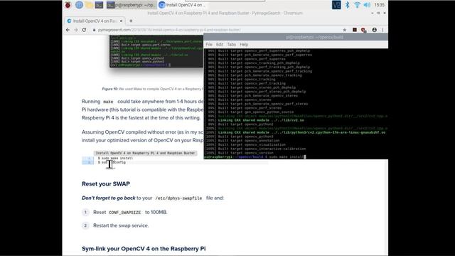 How to build OpenCV 4.1.1 on Raspberry Pi Model B when it gets stuck at 100% [Python2&3,C++] Suppor смотреть онлайн