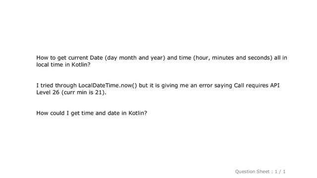 Android : How to get current local date and time in Kotlin смотреть онлайн