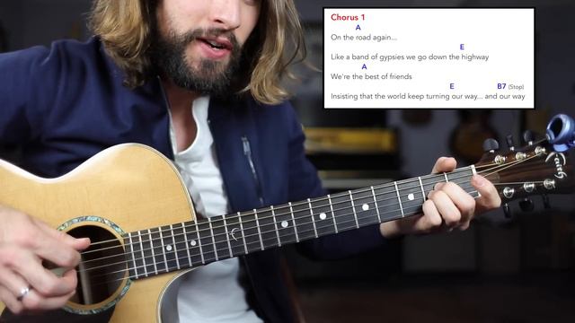 Willie Nelson "On the Road Again" Rhythm & Lead Guitar Lesson смотреть онлайн